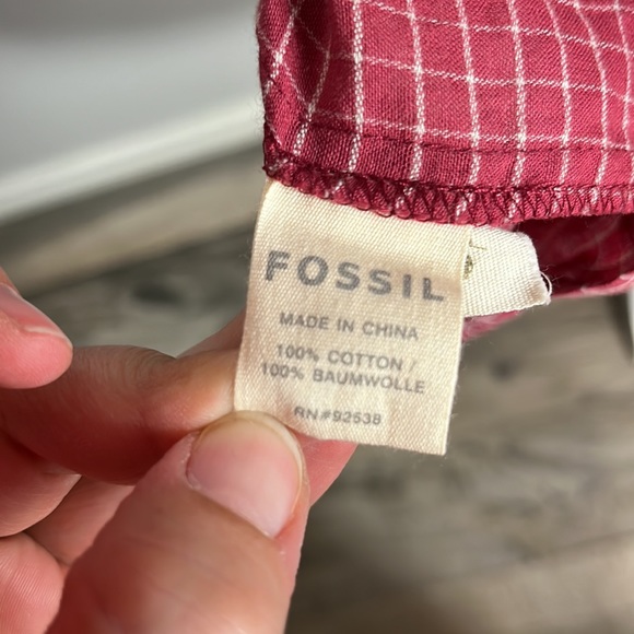 Vintage Fossil dress size XS burgundy white grid print - Picture 5 of 7